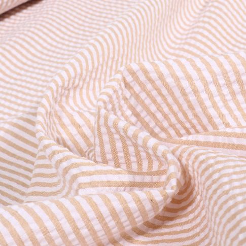 Tissu Seersucker Monica sur fond Beige