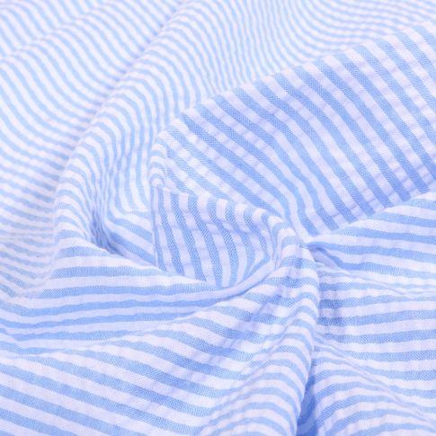 Tissu Seersucker Monica sur fond Bleu ciel