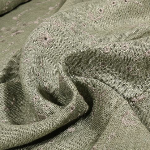 Tissu Lin Viscose Enora sur fond Vert kaki