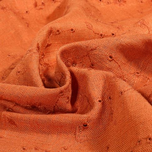 Tissu Lin Viscose Enora sur fond Brique