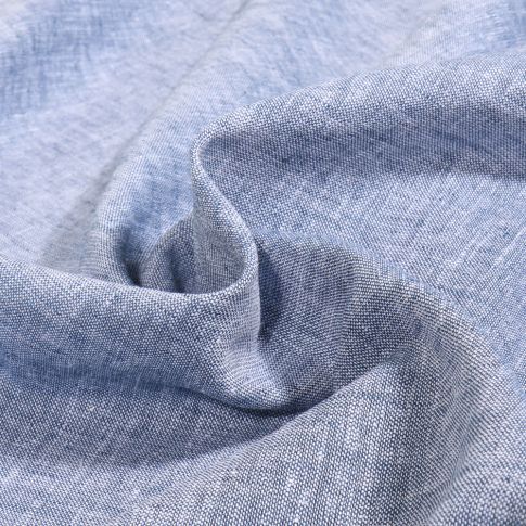 Tissu Lin Coton Chiné  Bleu