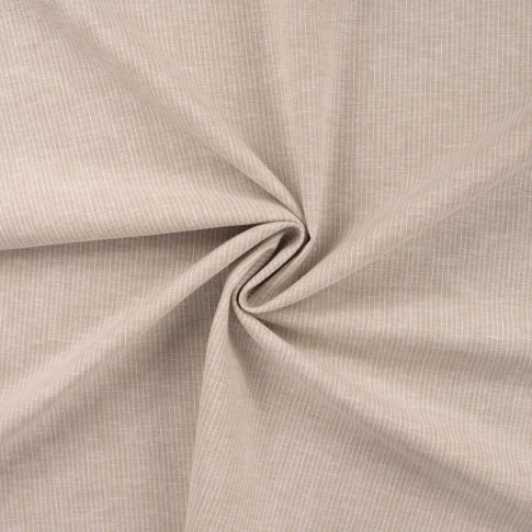 Tissu Lin Coton Rayé blanc sur fond Beige chiné