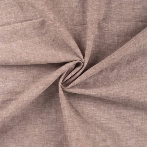Tissu Lin Coton uni Marron chiné