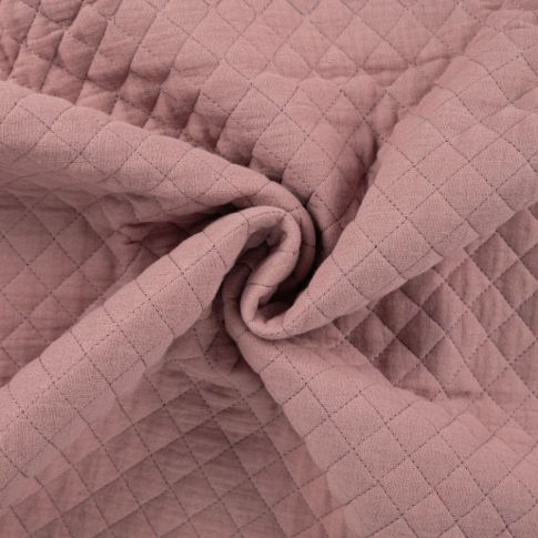 Tissu Double gaze Matelassée envers Coton uni Rose nude
