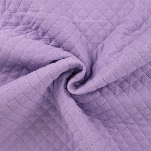 Tissu Double gaze Matelassée envers Coton uni Lilas