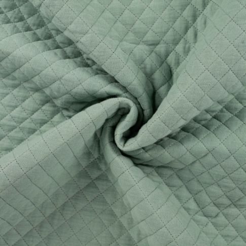 Tissu Double gaze Matelassée envers Coton uni Vert amande