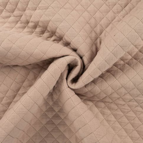 Tissu Double gaze Matelassée envers Coton uni Beige