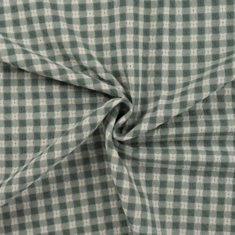 Tissu Vichy Coton fil teinté Vert olive