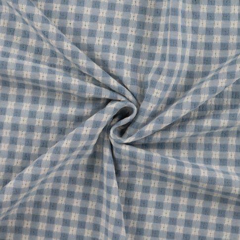 Tissu Vichy Coton fil teinté Bleu ciel