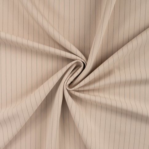 Tissu Gabardine Rayé sur fond Beige