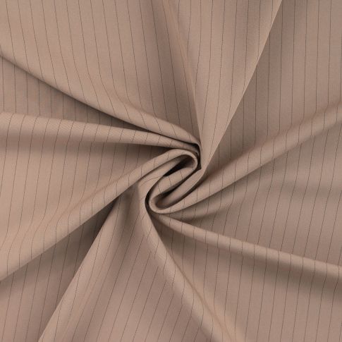Tissu Gabardine Rayé sur fond Taupe