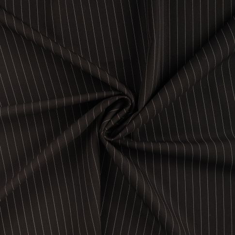 Tissu Gabardine Rayé sur fond Noir