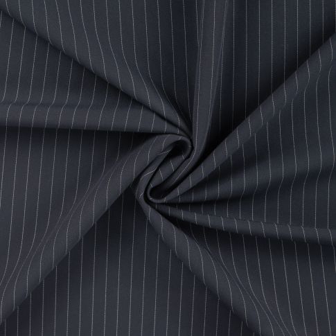 Tissu Gabardine Rayé sur fond Bleu marine