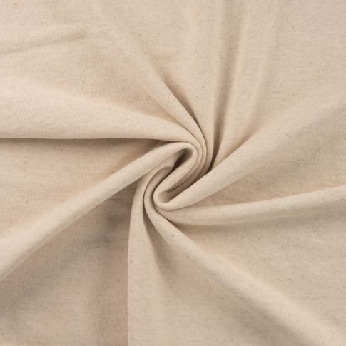 Tissu Sweat envers gratté Lin Coton uni Beige chiné