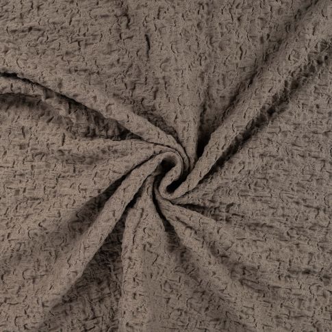 Tissu Maille Coton gaufré uni Taupe