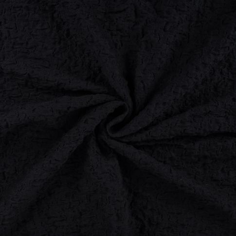 Tissu Maille Coton gaufré uni Noir