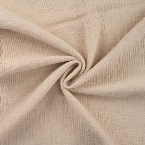 Tissu Double gaze Coton Lin uni Beige sable