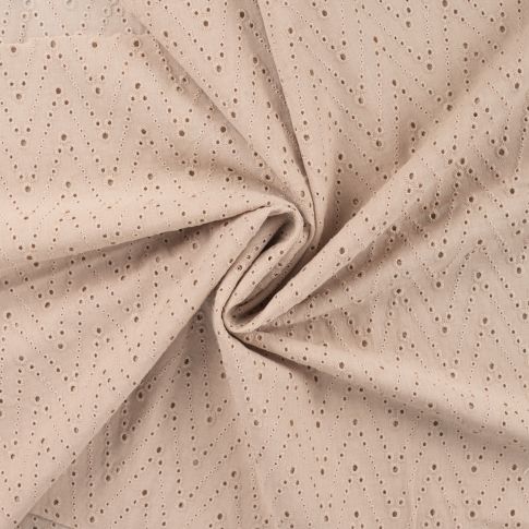 Tissu Coton brodé ajouré Leisa uni Beige