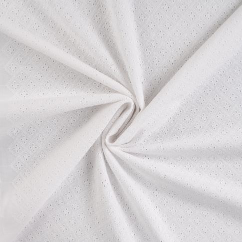 Tissu Coton brodé ajouré Lois uni Blanc