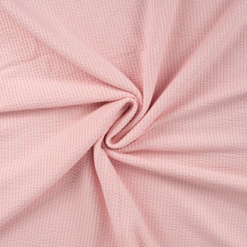 Tissu Jersey Seersucker rayé Rose