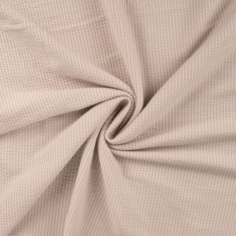 Tissu Jersey Seersucker rayé Beige sable