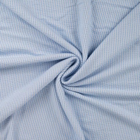 Tissu Jersey Seersucker rayé Bleu