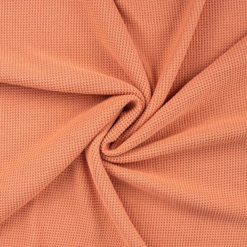 Tissu Jersey Nid d'abeille uni Corail