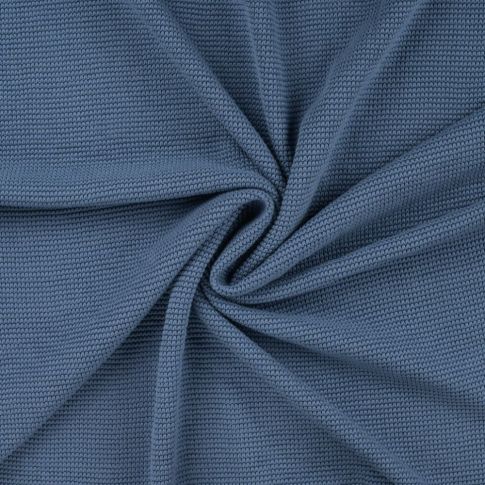 Tissu Jersey Nid d'abeille uni Bleu denim