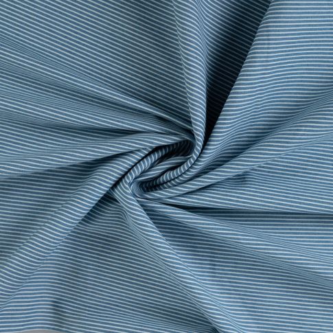 Tissu Jean Denim stretch Rayures blanches sur fond Bleu jean