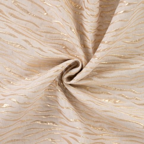 Tissu Jacquard Lin Coton recyclé Zèbre Doré Ecru
