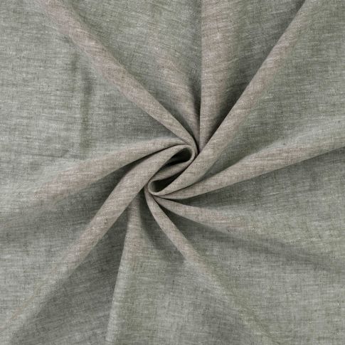 Tissu Lin Coton uni Vert chiné