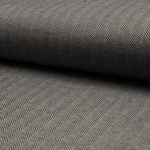 Coupon Tissu Jacquard polyviscose  extensible Chevrons noirs sur fond Blanc - Coupon de 30 cm
