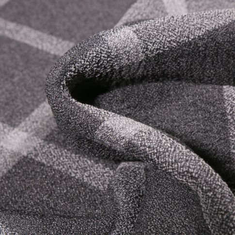 Tissu Crêpe texturé Carreaux gris clair sur fond Gris foncé