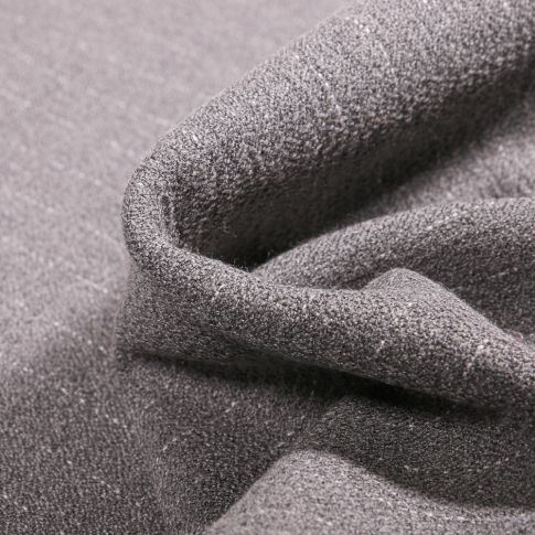 Tissu Crêpe texturé Rayures blanches sur fond Gris clair