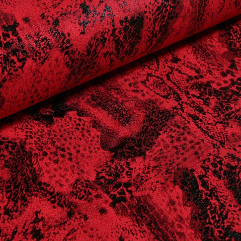 Tissu Suédine extensible Peau de reptiles sur fond Rouge