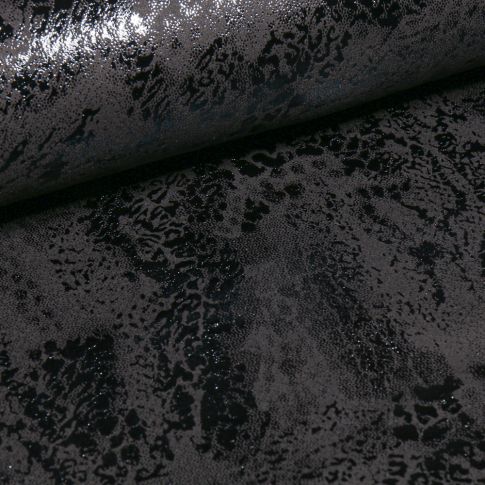 Tissu Suédine extensible Peau de reptiles sur fond Noir