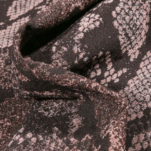 Tissu Bengaline Jacquard Peau de reptiles sur fond Marron