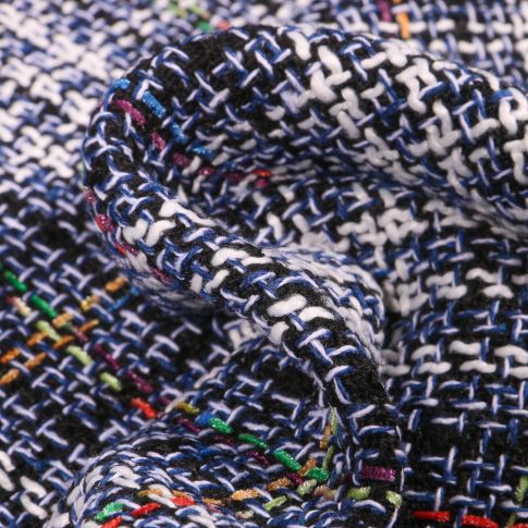 Tissu Tweed chiné coloré Bleu