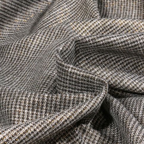 Tissu Jacquard polyviscose extensible Manchester pailleté sur fond Doré