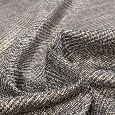Tissu Jacquard polyviscose extensible Manchester pailleté sur fond Cuivre