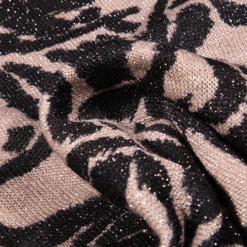 Tissu Maille lurex Peau de zèbre sur fond Beige sable