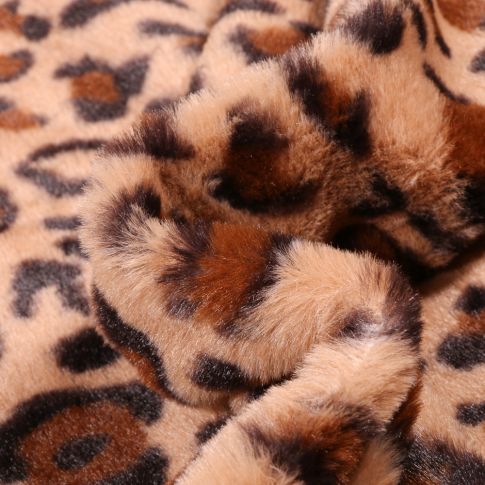 Tissu Fausse fourrure Ultra douce Léopard sur fond Beige clair