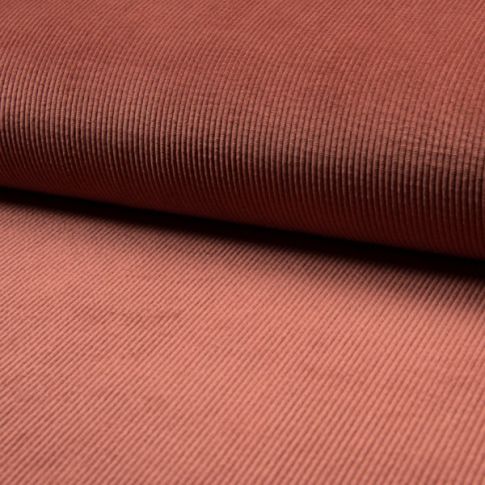 Tissu Velours côtelé lavé uni Rouille