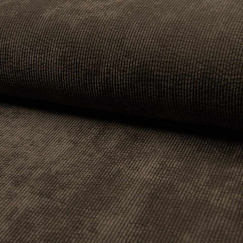 Tissu Velours côtelé lavé uni Marron foncé