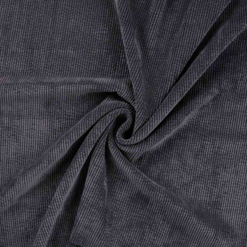 Tissu Velours côtelé lavé uni Gris anthracite