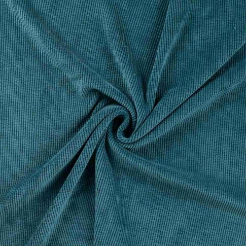 Tissu Velours côtelé lavé uni Bleu pétrole