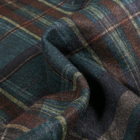 Tissu Drap de manteau Ecossais sur fond Bleu canard