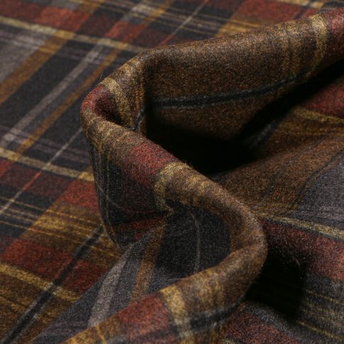 Tissu Drap de manteau Ecossais sur fond Marron