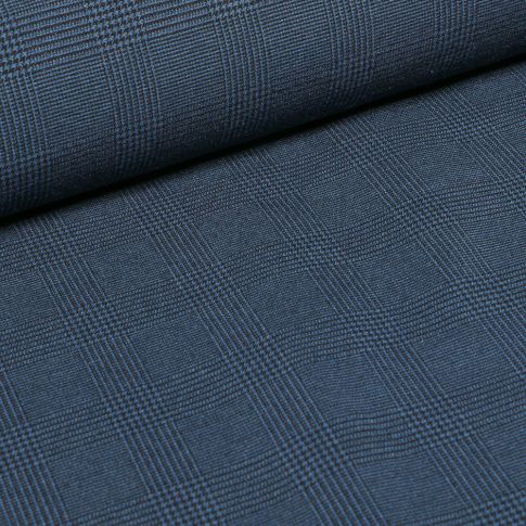 Tissu Bengaline Ecossais sur fond Bleu