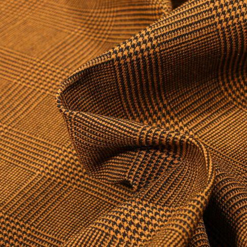 Tissu Bengaline Ecossais sur fond Jaune